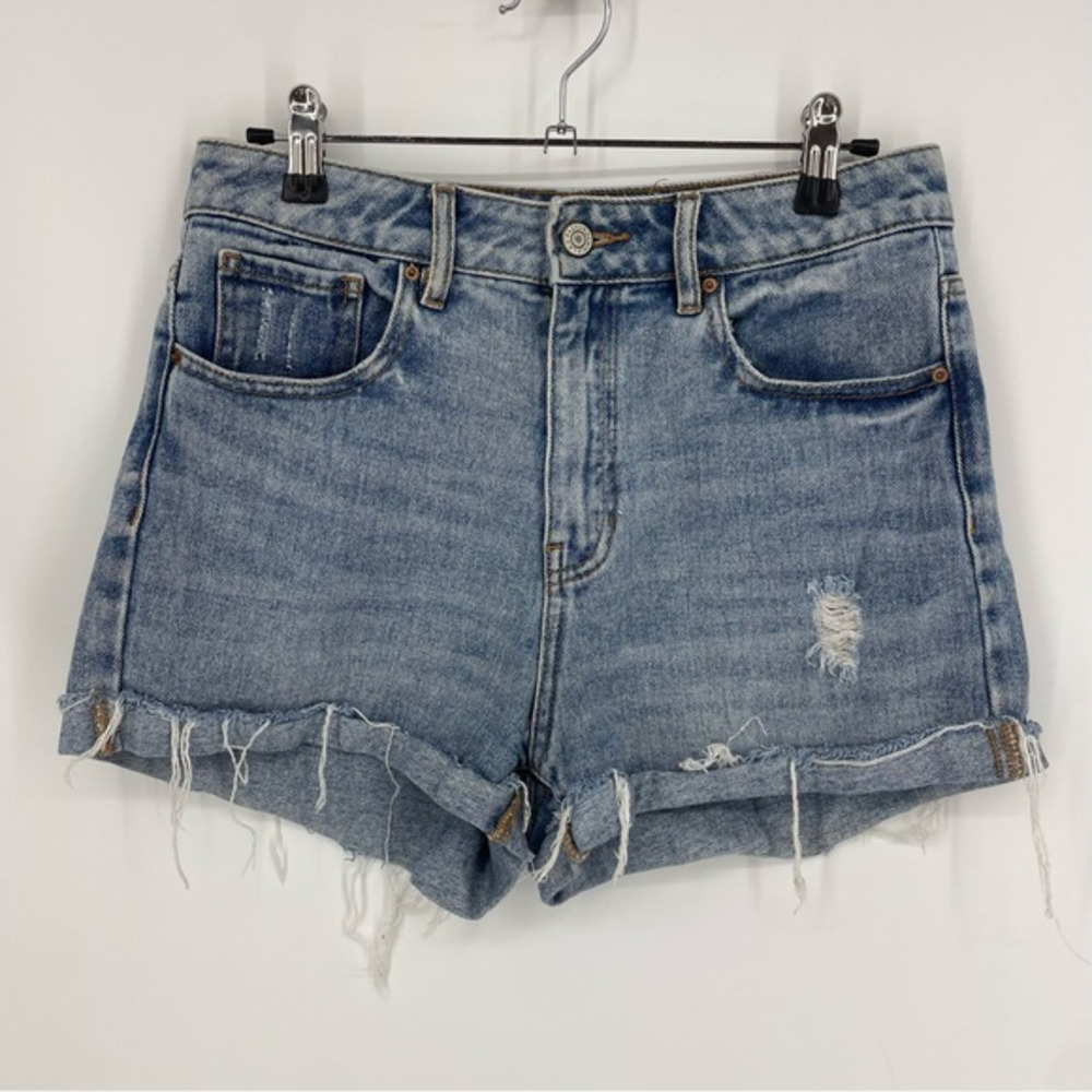 PacSun Womens Size 27 Blue Distressed Cut Off Denim Jean‎ Mom Shorts
